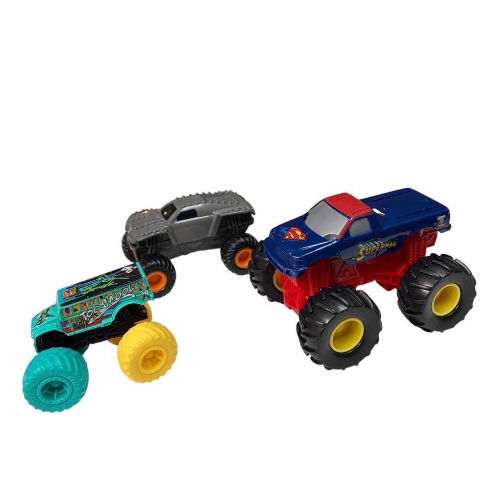(3) Monster Truck Ford Superman Monster Jam Max D McDonald Hot Wheels Too S’Cool